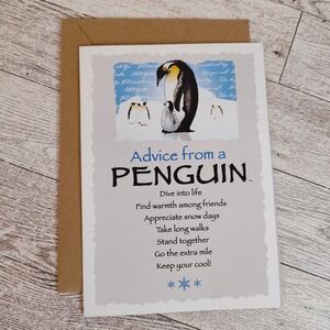 Advice For Life Penguin‎ Greeting Card Inspirational Message - Blank Inside
